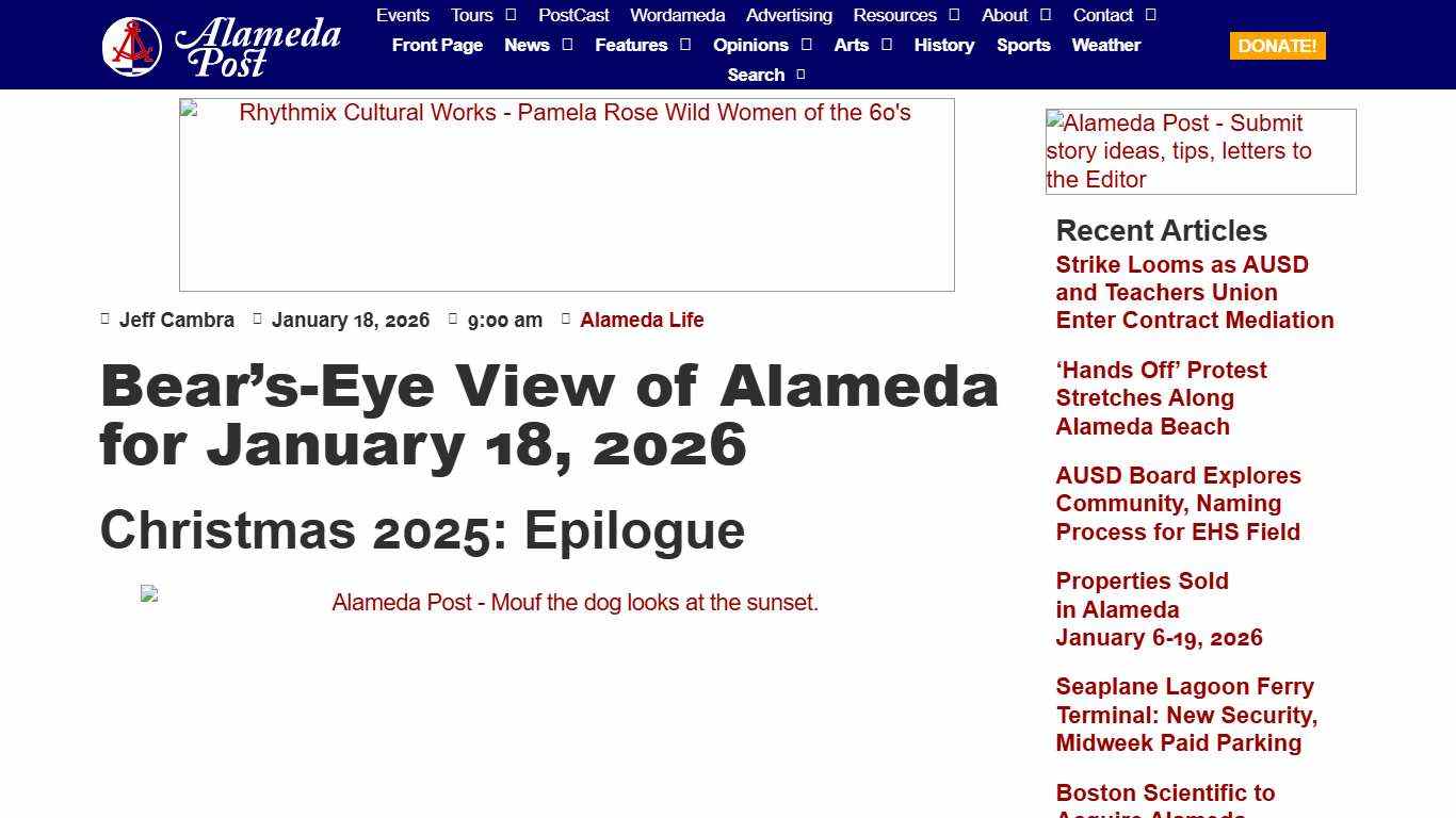 Bear’s-Eye View of Alameda for January 18, 2026